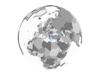 Greece on globe isolated