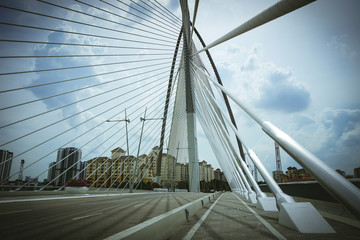 Steel wire bridge view