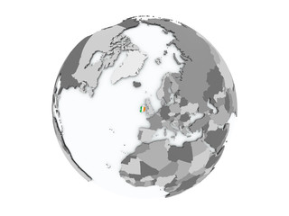 Ireland on globe isolated