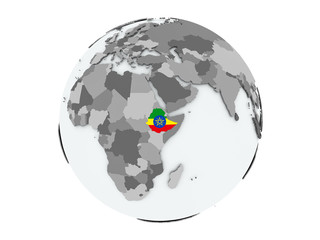 Obraz premium Ethiopia on globe isolated