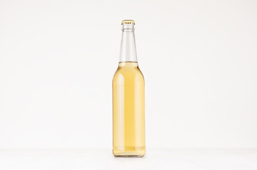 Transparent longneck beer bottle 500ml with lager, mock up. Template for advertising, design,...