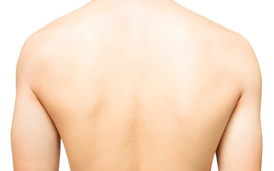 Naklejka premium Closeup back of man on white background beauty healthy skin care concept