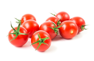 Fresh cherry tomatoes on white background, raw food and vegetable concept