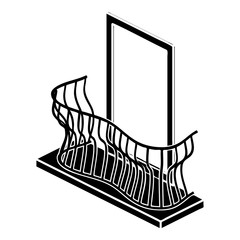 Stylish balcony icon, simple style