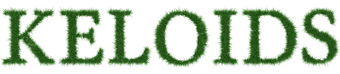Keloids - 3D rendering fresh Grass letters isolated on whhite background.