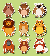 Sticker design with wild animals