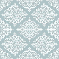 Orient vector classic light blue and white pattern. Seamless abstract background with repeating elements. Orient background