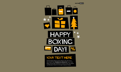 Happy Boxing Day! (Flat Style Vector Illustration Quote Poster Design)