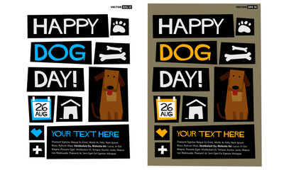Happy National Dog Day 26 August (Flat Style Vector Illustration Pet Quote Poster Design)