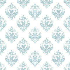 Classic seamless vector pattern. Traditional orient light blue and white ornament. Classic vintage background