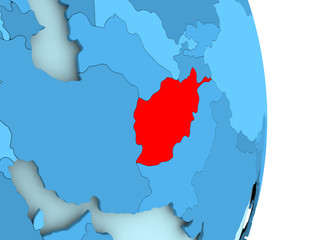 Fototapeta premium Map of Afghanistan in red