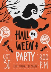 Halloween party invitation card.