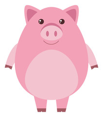 Pink pig with round body
