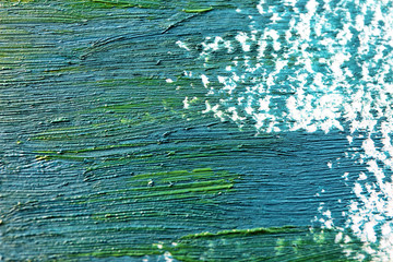 Blue oil painting, close up