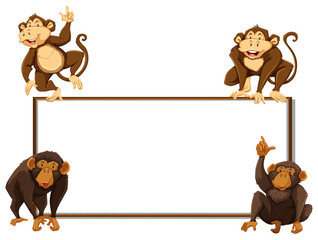 Border template with four monkeys