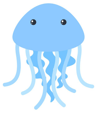 Blue jellyfish on white background