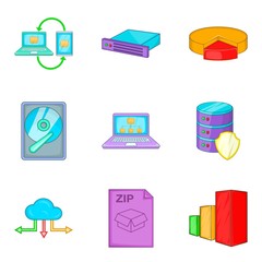 Clouding icon set, cartoon style