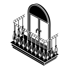 Metal balcony icon, simple style