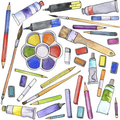 watercolor artistic workspace