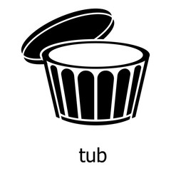 Tub icon, simple black style
