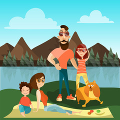 Family travel concept vector illustration