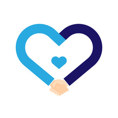 Handshake heart symbol shape set Business Success concept idea illustration isolated on white background, with copy space