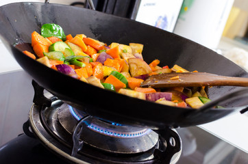 Pan with thai food