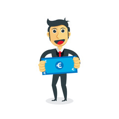 Manager cartoon character. Businessman with bill in his hand