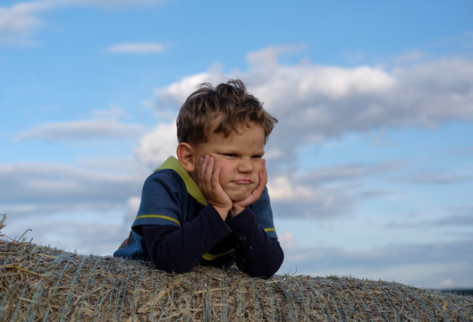 European Boy With An Emotion Of Resentment