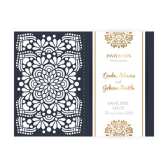 Vector wedding card laser cut template