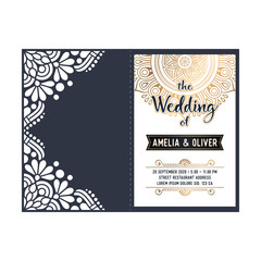 Vector wedding card laser cut template