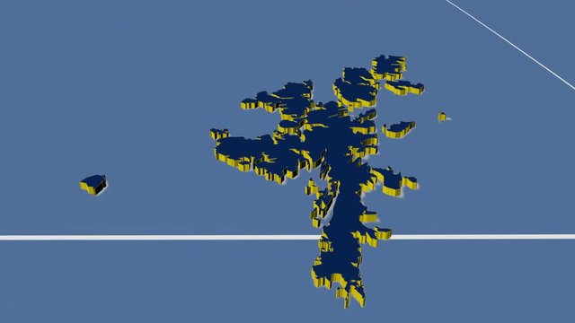 Shetland Islands - United Kingdom Scotland, region extruded. Solids