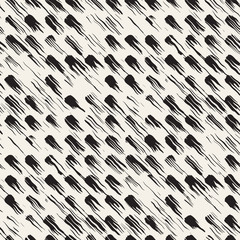 Vector seamless pattern with brush stripes and strokes. Black and white background with ink elements. Hand painted grunge texture.