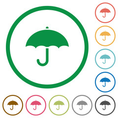 Umbrella flat icons with outlines
