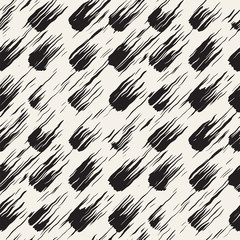 Vector seamless pattern with brush stripes and strokes. Black and white background with ink elements. Hand painted grunge texture.