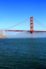 Classic panoramic view of famous Golden Gate Bridge in summer, San Francisco, California, USA