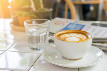 Relax time with coffee and newspaper