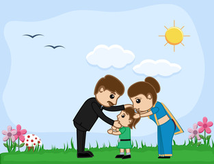 Obraz premium Family Picnic in Garden