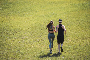 couple jogging in park