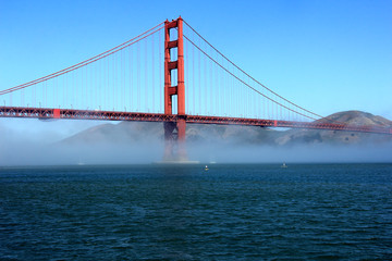 Classic panoramic view of famous Golden Gate Bridge in summer, San Francisco, California, USA