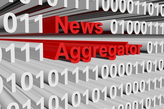 News aggregator in the form of binary code, 3D illustration