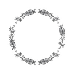 circle floral vintage draw frame vector illustration