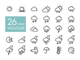Meteorology Weather flat icons set