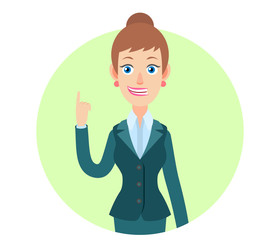 Businesswoman pointing up