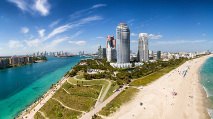 South Beach Miami Aerial View, Florida USA