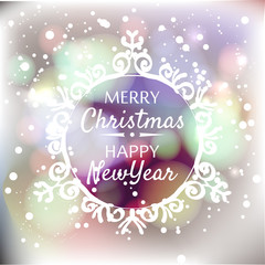 merry Christmas and happy new year. Background with snow and snowflakes. 2018 new year illustration. Vector illustration
