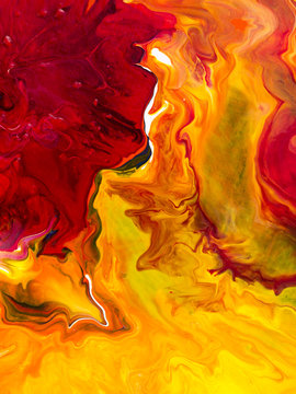 Red and yellow abstract bright hand painted background.