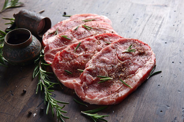 Pork steak with rosemary, garlic and pepper