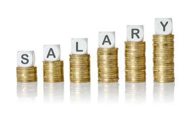 Coin stacks with letter dice - Salary