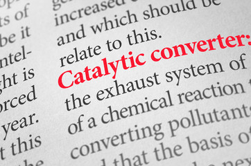 Obraz premium Definition of the word Catalytic converter in a dictionary